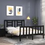 Bed frame with black solid wood headboard 140x200 cm by vidaXL, Beds and slatted bases - Ref: Foro24-3192885, Price: 188,35 €...