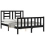 Bed frame with black solid wood headboard 140x200 cm by vidaXL, Beds and slatted bases - Ref: Foro24-3192885, Price: 188,35 €...