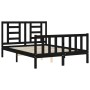 Bed frame with black solid wood headboard 140x200 cm by vidaXL, Beds and slatted bases - Ref: Foro24-3192885, Price: 188,35 €...