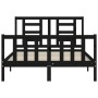 Bed frame with black solid wood headboard 140x200 cm by vidaXL, Beds and slatted bases - Ref: Foro24-3192885, Price: 188,35 €...