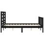 Bed frame with black solid wood headboard 140x200 cm by vidaXL, Beds and slatted bases - Ref: Foro24-3192885, Price: 188,35 €...