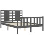 Gray solid wood bed frame with headboard 140x190 cm by vidaXL, Beds and slatted bases - Ref: Foro24-3192798, Price: 149,12 €,...