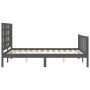 Gray solid wood bed frame with headboard 140x190 cm by vidaXL, Beds and slatted bases - Ref: Foro24-3192798, Price: 149,12 €,...