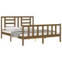 Honey brown wooden bed frame with headboard 160x200 cm by vidaXL, Beds and slatted bases - Ref: Foro24-3192894, Price: 165,90...