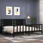 Estructura cama de matrimonio con cabecero madera maciza negro de vidaXL, Camas y somieres - Ref: Foro24-3192835, Precio: 206...