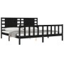 Double bed frame with black solid wood headboard by vidaXL, Beds and slatted bases - Ref: Foro24-3192835, Price: 207,99 €, Di...