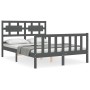 Gray solid wood bed frame with headboard 140x190 cm by vidaXL, Beds and slatted bases - Ref: Foro24-3192538, Price: 145,99 €,...