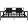 Double bed frame with black solid wood headboard by vidaXL, Beds and slatted bases - Ref: Foro24-3192835, Price: 207,99 €, Di...