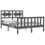 Estructura de cama con cabecero madera maciza gris 140x190 cm de vidaXL, Camas y somieres - Ref: Foro24-3192538, Precio: 145,...