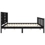 Double bed frame with black solid wood headboard by vidaXL, Beds and slatted bases - Ref: Foro24-3192835, Price: 207,99 €, Di...