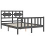 Gray solid wood bed frame with headboard 140x190 cm by vidaXL, Beds and slatted bases - Ref: Foro24-3192538, Price: 145,99 €,...