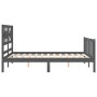 Gray solid wood bed frame with headboard 140x190 cm by vidaXL, Beds and slatted bases - Ref: Foro24-3192538, Price: 145,99 €,...