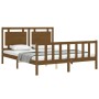 Honey brown wooden bed frame with headboard 160x200 cm by vidaXL, Beds and slatted bases - Ref: Foro24-3192179, Price: 183,99...