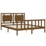 Honey brown wooden bed frame with headboard 160x200 cm by vidaXL, Beds and slatted bases - Ref: Foro24-3192179, Price: 183,99...