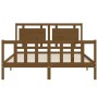 Honey brown wooden bed frame with headboard 160x200 cm by vidaXL, Beds and slatted bases - Ref: Foro24-3192179, Price: 183,99...