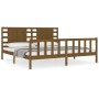 Estructura de cama con cabecero madera maciza marrón miel de vidaXL, Camas y somieres - Ref: Foro24-3192834, Precio: 184,74 €...