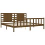 Honey brown solid wood bed frame with headboard by vidaXL, Beds and slatted bases - Ref: Foro24-3192834, Price: 184,74 €, Dis...