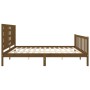 Estructura de cama con cabecero madera maciza marrón miel de vidaXL, Camas y somieres - Ref: Foro24-3192834, Precio: 184,74 €...