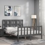 Double bed frame with gray solid wood headboard by vidaXL, Beds and slatted bases - Ref: Foro24-3192203, Price: 166,99 €, Dis...