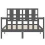 Double bed frame with gray solid wood headboard by vidaXL, Beds and slatted bases - Ref: Foro24-3192203, Price: 166,99 €, Dis...