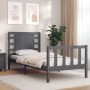 Gray solid wood bed frame with headboard 90x200 cm by vidaXL, Beds and slatted bases - Ref: Foro24-3192803, Price: 118,13 €, ...