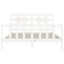 Estructura de cama con cabecero madera maciza blanco 160x200 cm de vidaXL, Camas y somieres - Ref: Foro24-3192567, Precio: 15...