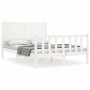 White solid wood bed frame with headboard 140x200 cm by vidaXL, Beds and slatted bases - Ref: Foro24-3192752, Price: 202,59 €...