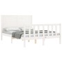 White solid wood bed frame with headboard 140x200 cm by vidaXL, Beds and slatted bases - Ref: Foro24-3192752, Price: 202,59 €...