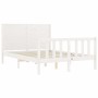 White solid wood bed frame with headboard 140x200 cm by vidaXL, Beds and slatted bases - Ref: Foro24-3192752, Price: 202,59 €...