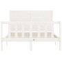 White solid wood bed frame with headboard 140x200 cm by vidaXL, Beds and slatted bases - Ref: Foro24-3192752, Price: 202,59 €...