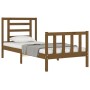 Estructura de cama con cabecero madera maciza marrón miel de vidaXL, Camas y somieres - Ref: Foro24-3192844, Precio: 106,99 €...