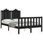 Estructura cama de matrimonio con cabecero madera maciza negra de vidaXL, Camas y somieres - Ref: Foro24-3192270, Precio: 174...