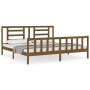 Estructura cama y cabecero madera maciza marrón miel 200x200 cm de vidaXL, Camas y somieres - Ref: Foro24-3192904, Precio: 16...