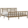 Estructura cama y cabecero madera maciza marrón miel 200x200 cm de vidaXL, Camas y somieres - Ref: Foro24-3192904, Precio: 16...