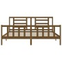 Estructura cama y cabecero madera maciza marrón miel 200x200 cm de vidaXL, Camas y somieres - Ref: Foro24-3192904, Precio: 16...