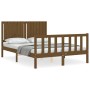 Honey brown solid wood bed frame and headboard 140x200 cm by vidaXL, Beds and slatted bases - Ref: Foro24-3192949, Price: 160...