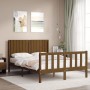 Honey brown solid wood bed frame and headboard 140x200 cm by vidaXL, Beds and slatted bases - Ref: Foro24-3192949, Price: 160...