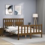 Double bed frame with honey brown wooden headboard by vidaXL, Beds and slatted bases - Ref: Foro24-3192399, Price: 139,79 €, ...