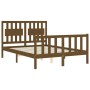 Double bed frame with honey brown wooden headboard by vidaXL, Beds and slatted bases - Ref: Foro24-3192399, Price: 139,79 €, ...