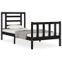 Estructura de cama individual con cabecero madera maciza negro de vidaXL, Camas y somieres - Ref: Foro24-3192845, Precio: 124...