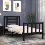 Estructura de cama individual con cabecero madera maciza negro de vidaXL, Camas y somieres - Ref: Foro24-3192845, Precio: 124...