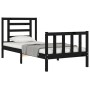 Single bed frame with black solid wood headboard by vidaXL, Beds and slatted bases - Ref: Foro24-3192845, Price: 127,99 €, Di...