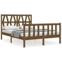 Honey brown solid wood bed frame and headboard 120x200 cm by vidaXL, Beds and slatted bases - Ref: Foro24-3192489, Price: 136...