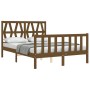 Honey brown solid wood bed frame and headboard 120x200 cm by vidaXL, Beds and slatted bases - Ref: Foro24-3192489, Price: 136...