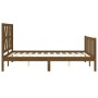 Estructura cama y cabecero madera maciza marrón miel 120x200 cm de vidaXL, Camas y somieres - Ref: Foro24-3192489, Precio: 13...