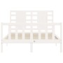 Double bed frame with white solid wood headboard by vidaXL, Beds and slatted bases - Ref: Foro24-3192787, Price: 143,28 €, Di...