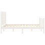 Double bed frame with white solid wood headboard by vidaXL, Beds and slatted bases - Ref: Foro24-3192787, Price: 143,28 €, Di...