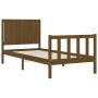 Single bed frame with honey brown wooden headboard by vidaXL, Beds and slatted bases - Ref: Foro24-3192914, Price: 145,99 €, ...