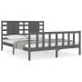 Double bed frame with gray solid wood headboard by vidaXL, Beds and slatted bases - Ref: Foro24-3192823, Price: 174,91 €, Dis...