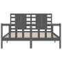 Double bed frame with gray solid wood headboard by vidaXL, Beds and slatted bases - Ref: Foro24-3192823, Price: 174,91 €, Dis...